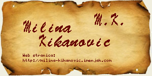 Milina Kikanović vizit kartica